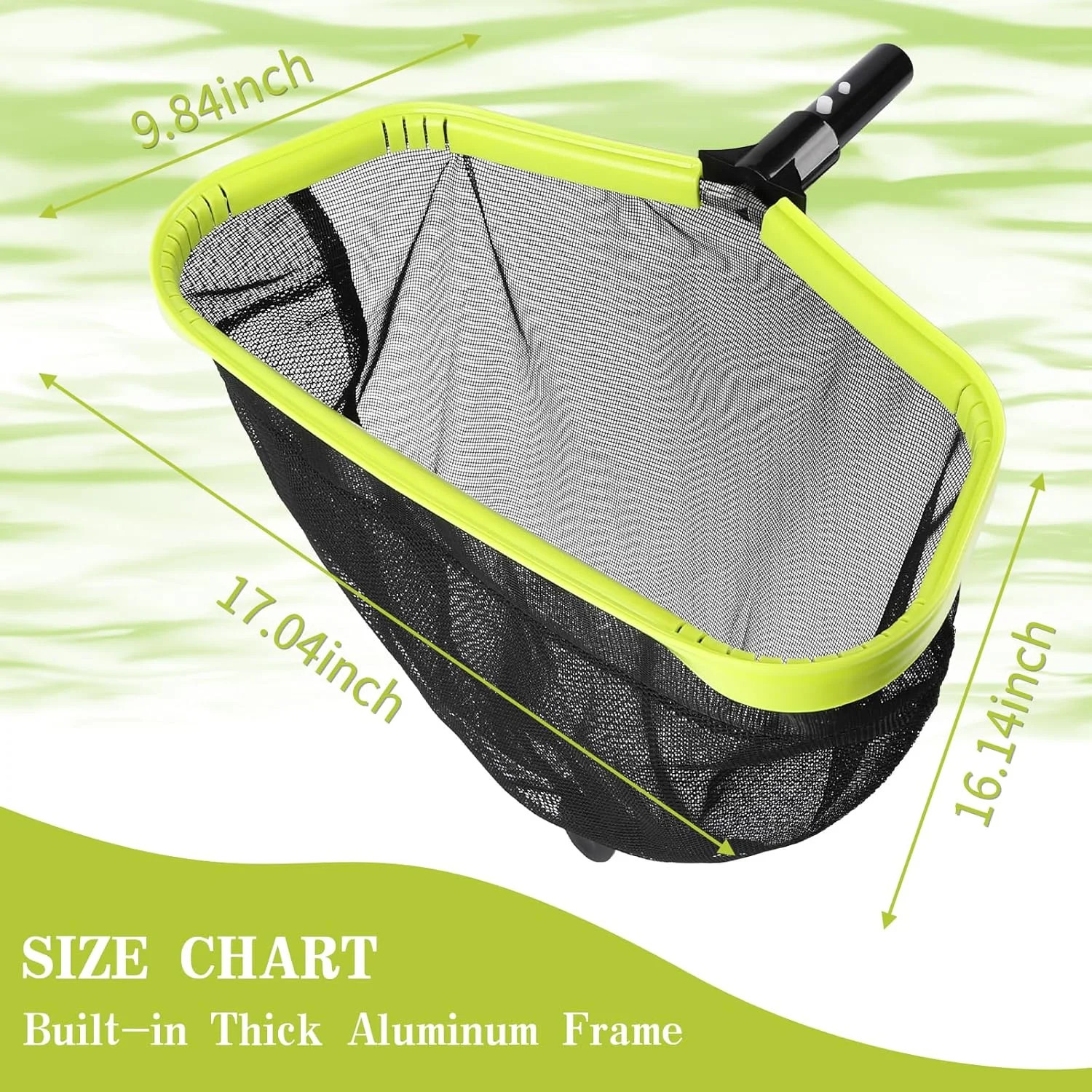 Double-Layer Deep Bag Pool Skimmer Net with Reinforced Frame – Fine Mesh Pool Le