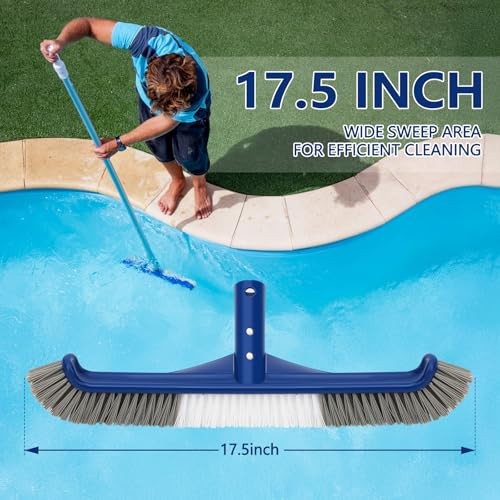 Pool Brush Head, 17.5&Prime; Swimming Pool Brush for Cleaning Pool Two-in-one Brush