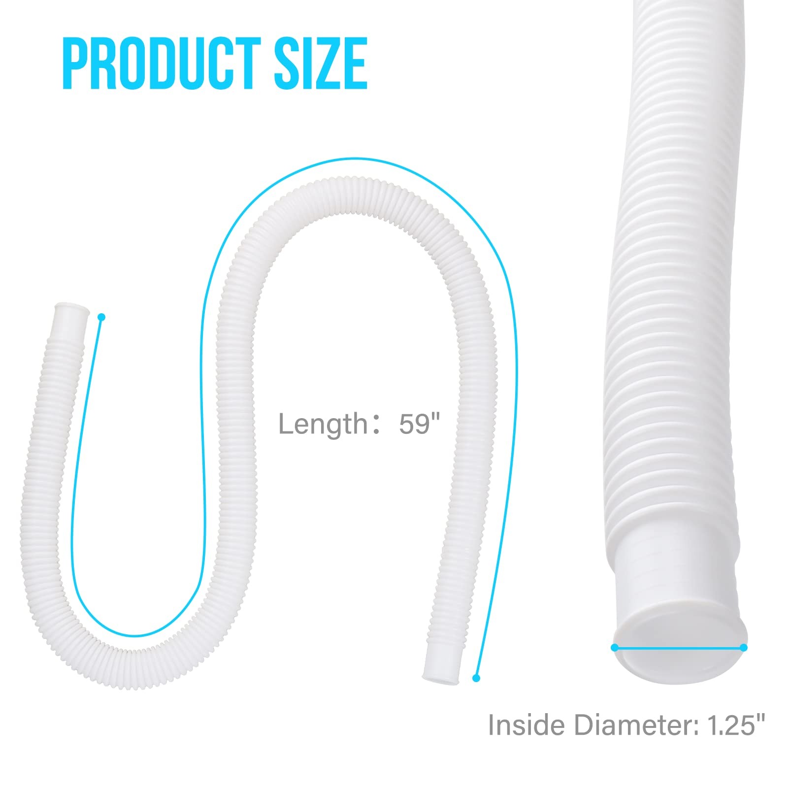 Pool Pump Hose for Above Ground Pools, 2 Pack 2PCS Hoses, White