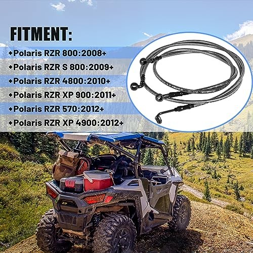 1068 Extended Front/Rear Brake Lines Flexible Fit for ATV Polaris RZR 800/S