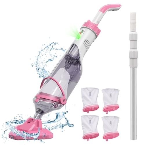 Pool Vacuum for Above Ground Pool with a Telescopic Pole, Pink PC10 Pro