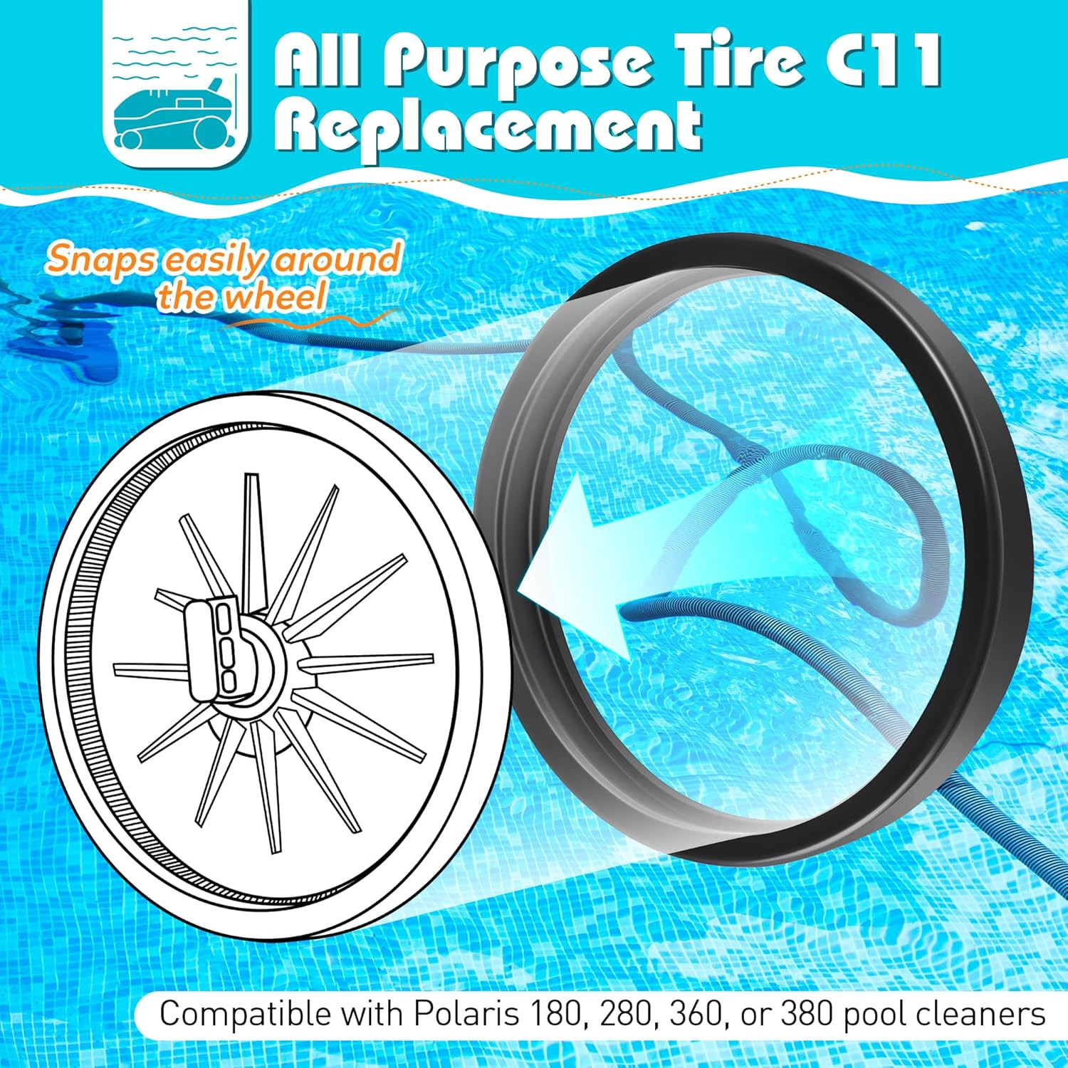 6 Pcs Pool Cleaner All Purpose Tire Replacement Part Compatible with Polaris