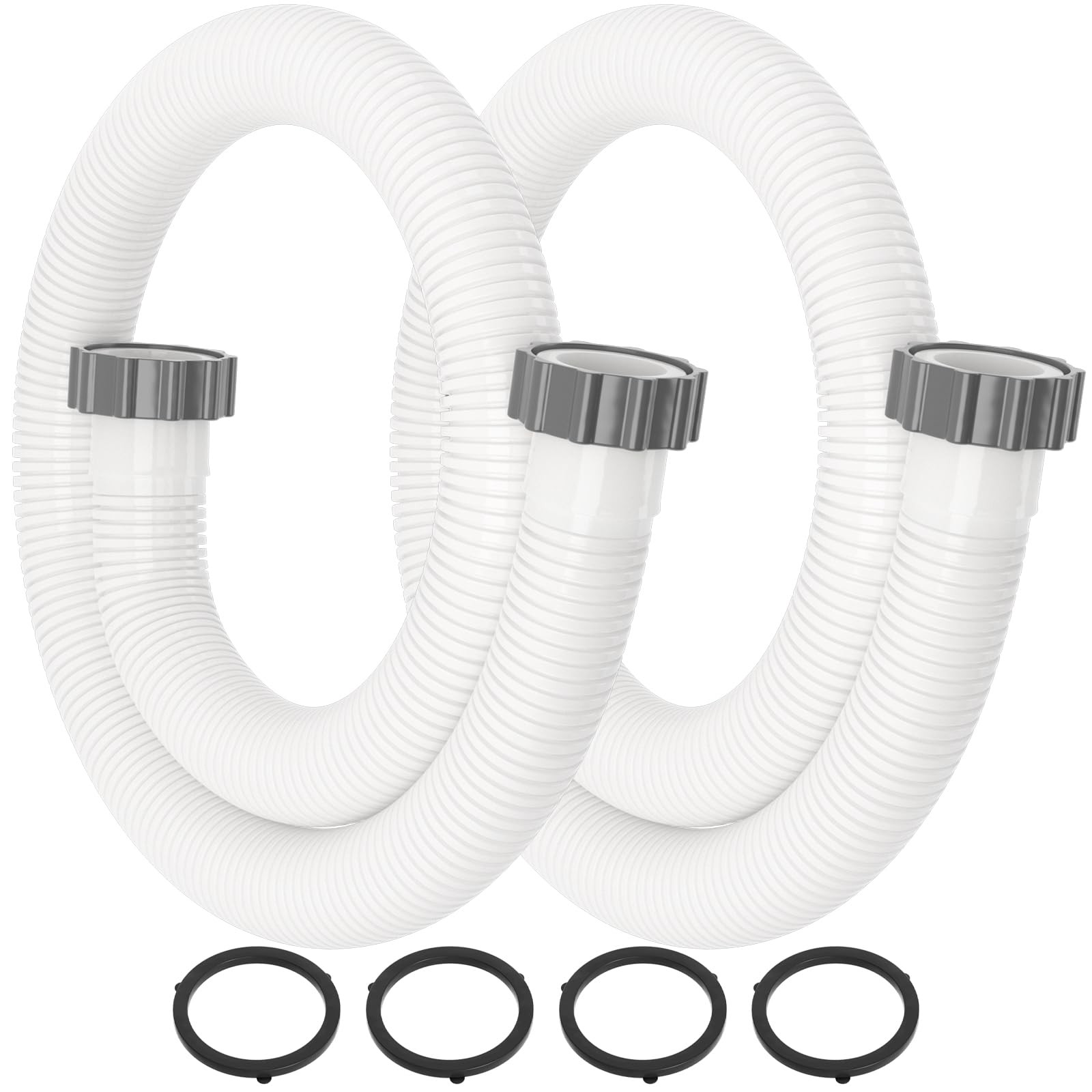 HOMNUTS Pool Hoses for Above Ground 1.5’’ Diameter 59&Prime; Long 1.5inx59in, White