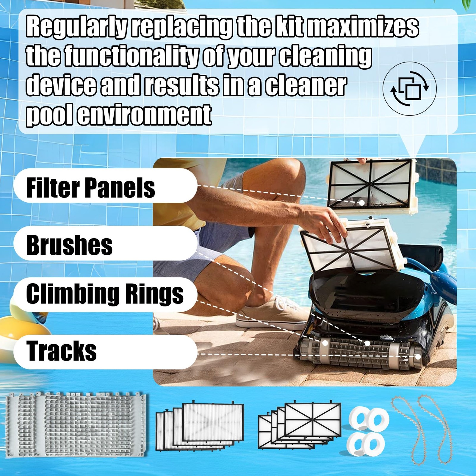 For Dolphin Nautilus CC Plus Tune-up Rebuild Kit 9991433-R4 Filters 6101641-R2