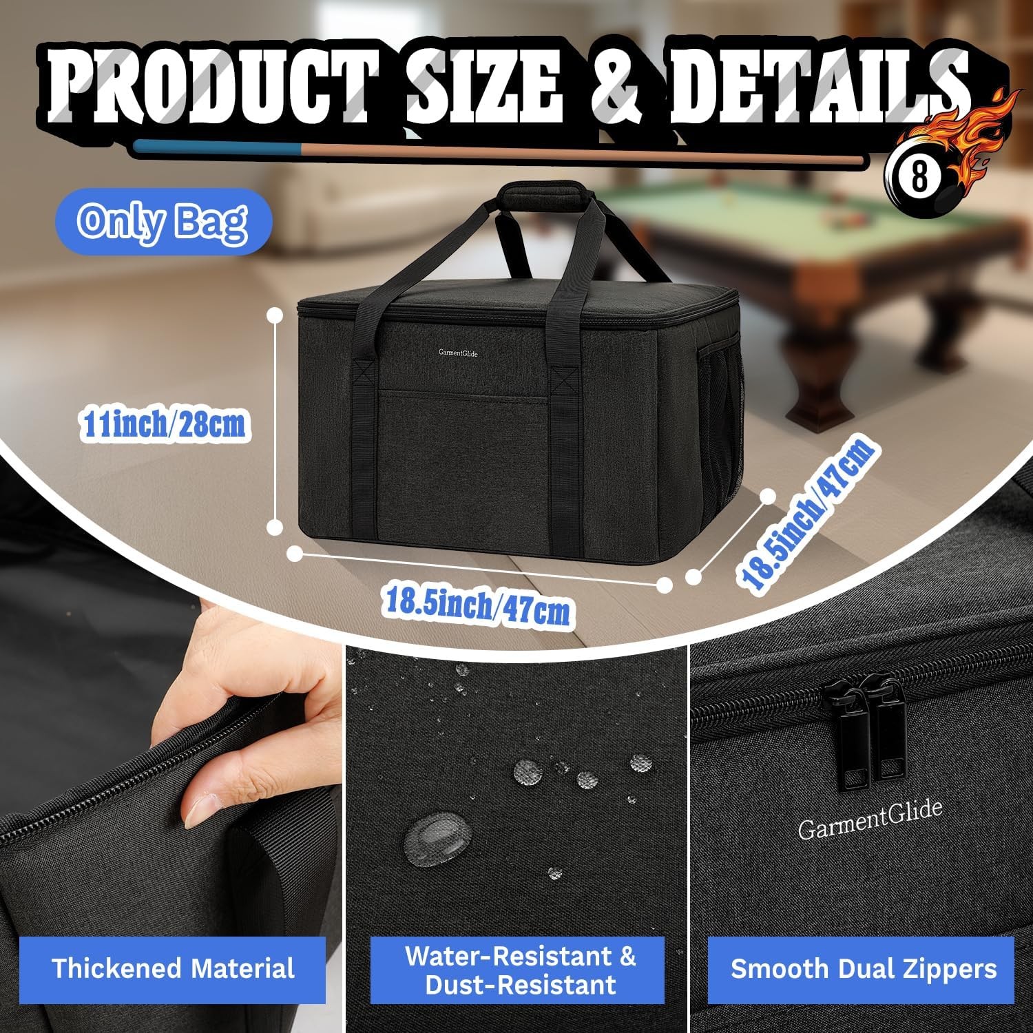 Pool Ball Cleaner Storage Bag, Compatible with Most Pool Ball Cleaner Machines,