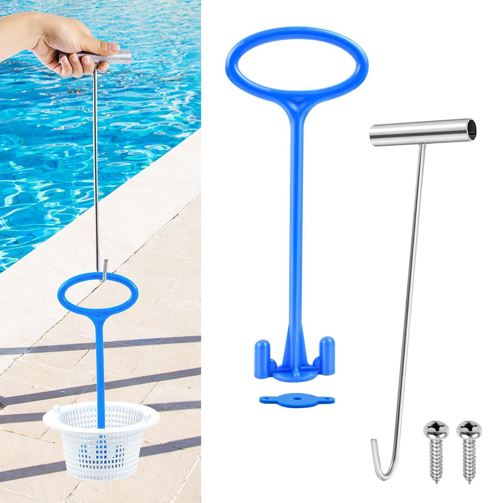 Pool Skimmer Basket Handle Hook Universal Inground Filter Basket Lifter Tool