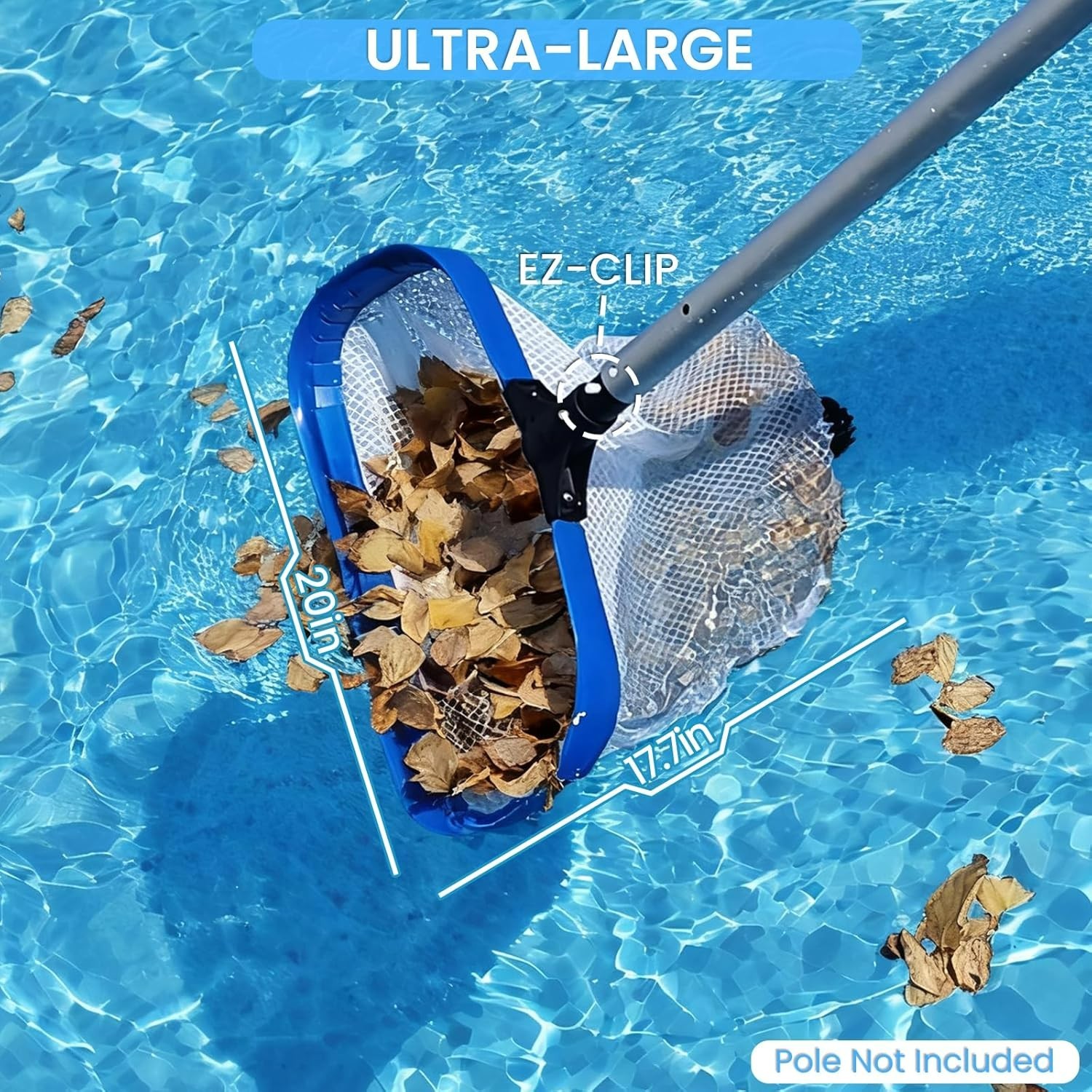 Poolvio 20&Prime; Pool Net Skimmer – Heavy Duty Leaf Net with Aluminum Frame with