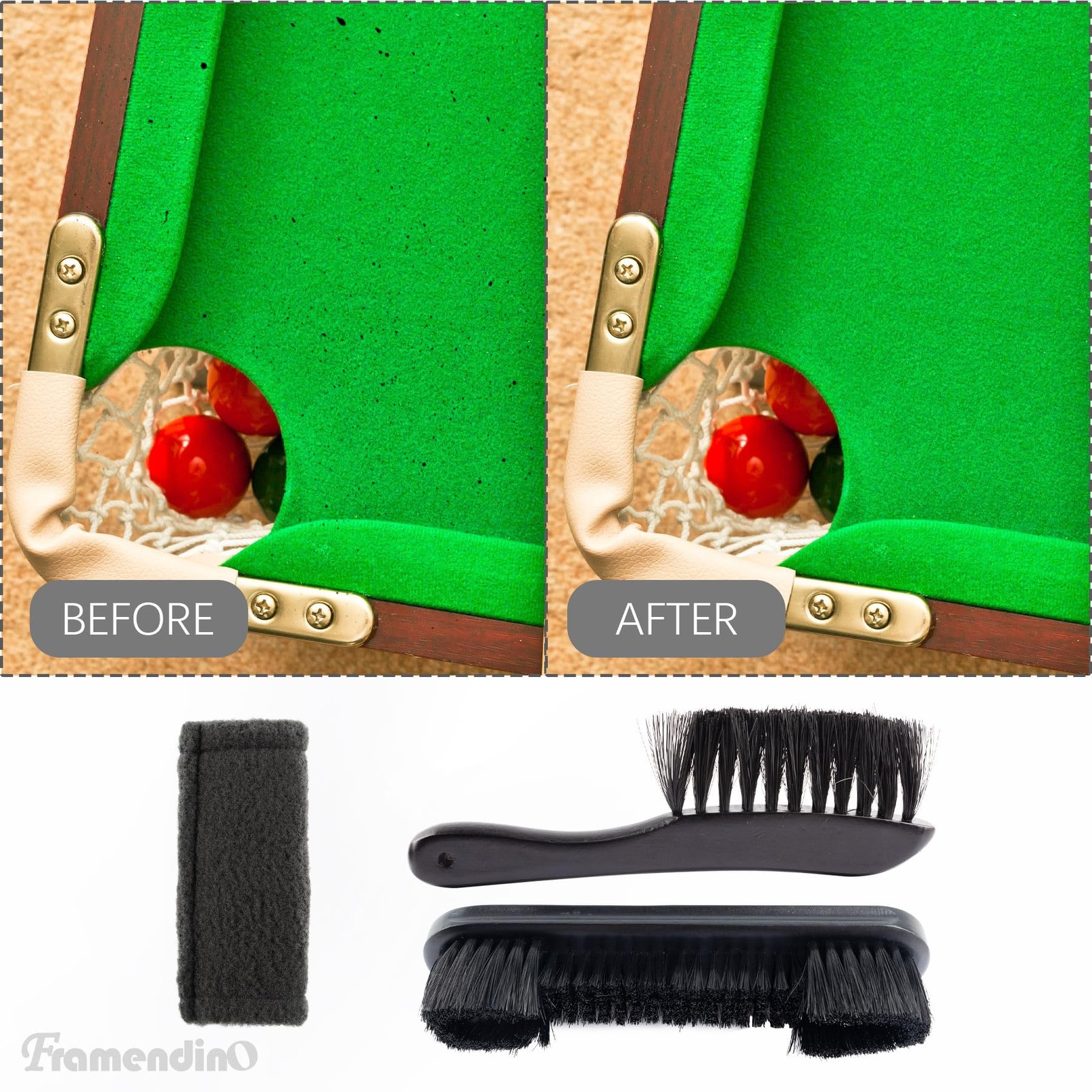 Wooden Billiards Pool Table and Rail Brush Set Wood Billiard Cleaner Cleanin…