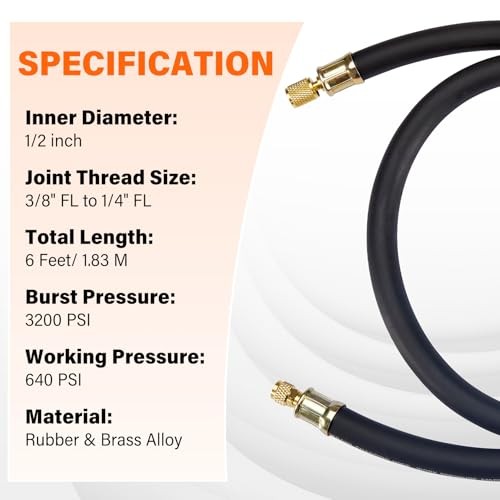 Upgraded 1/2&Prime; Diameter Hvac Vacuum Hose Fitting High-Flow 3/8&Prime; to 1/4&Prime;