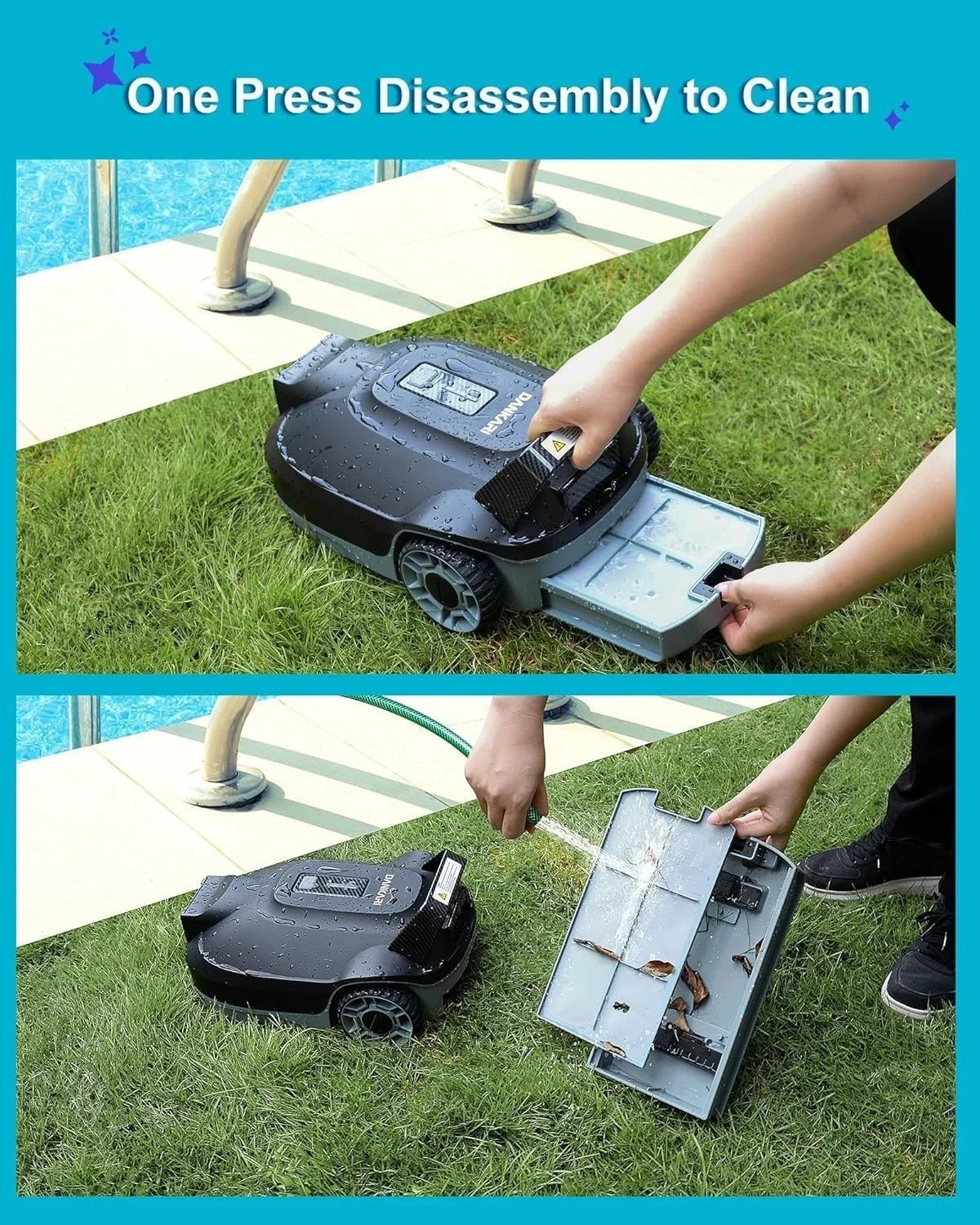 Cordless Pool Robot Vacuum Rechargeable Robotic Cleaner for Flat Pools up to 900
