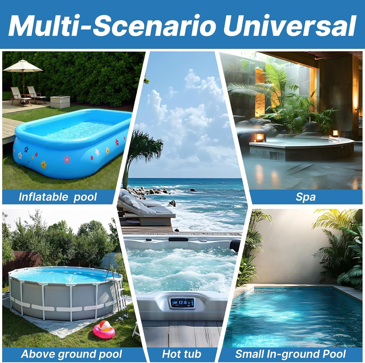 3 in 1 Cordless Rechargeable Pool Vacuum, Handheld Pool Cleaner Ideal for Spas,