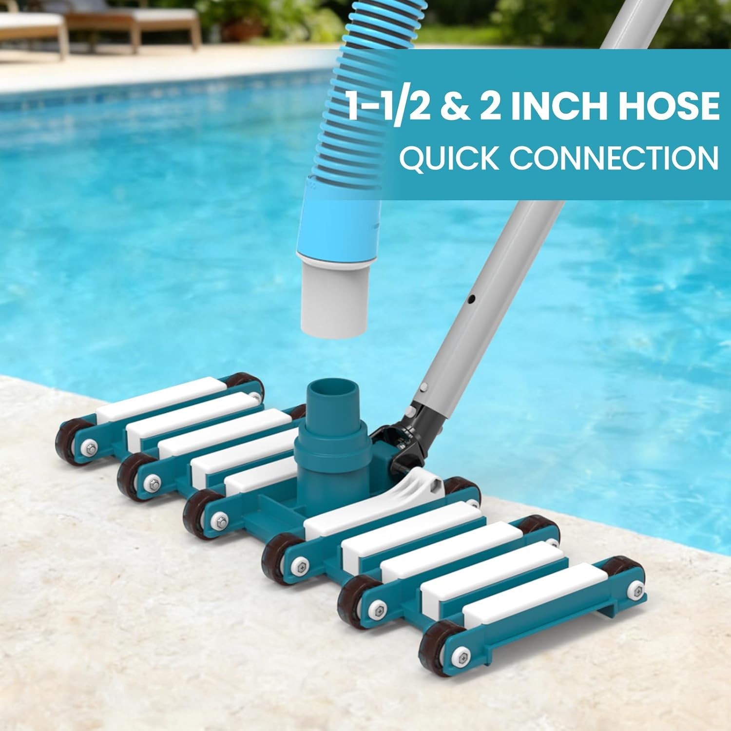 19&Prime; Weighted Pool Vacuum Head with Wheels Extra Wide Swimming Pool Cleaner