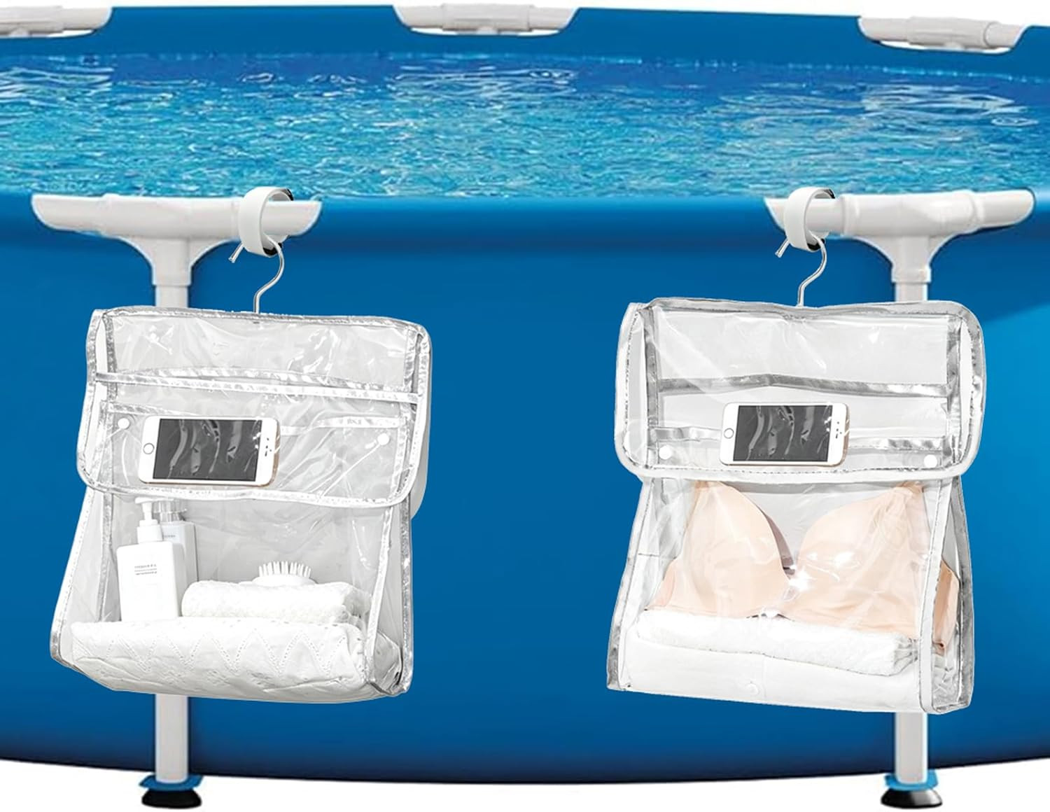 Poolside Storage Organizer for above Ground Pools, Hanging Bag for Pool Floats,