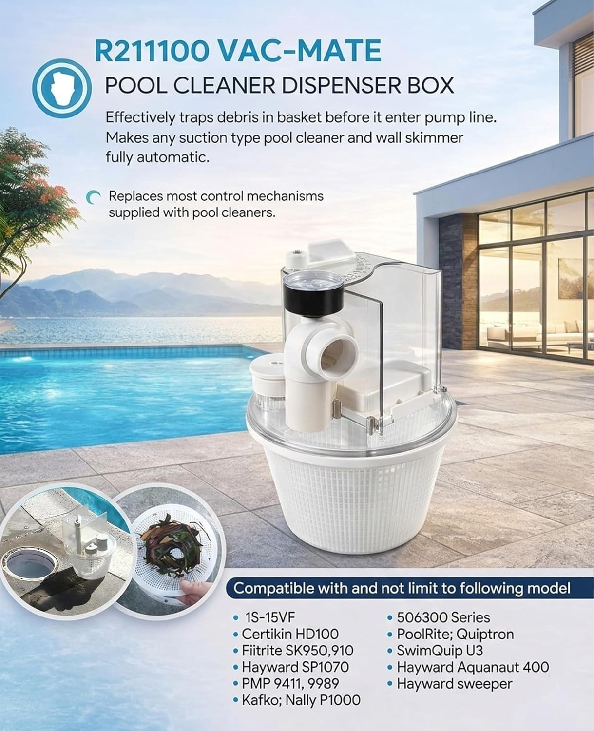 Multi-Function Pool Vacuum Attachment with Easy Installation and Pressure Gauge