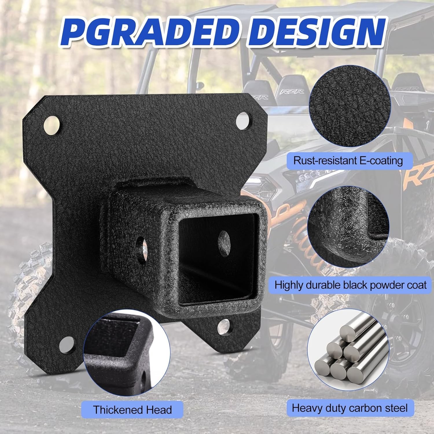 W&JWN 2&Prime; UTV Rear Receiver Hitch Compatible with Polaris RZR XP 1000/XP 4 1000 2