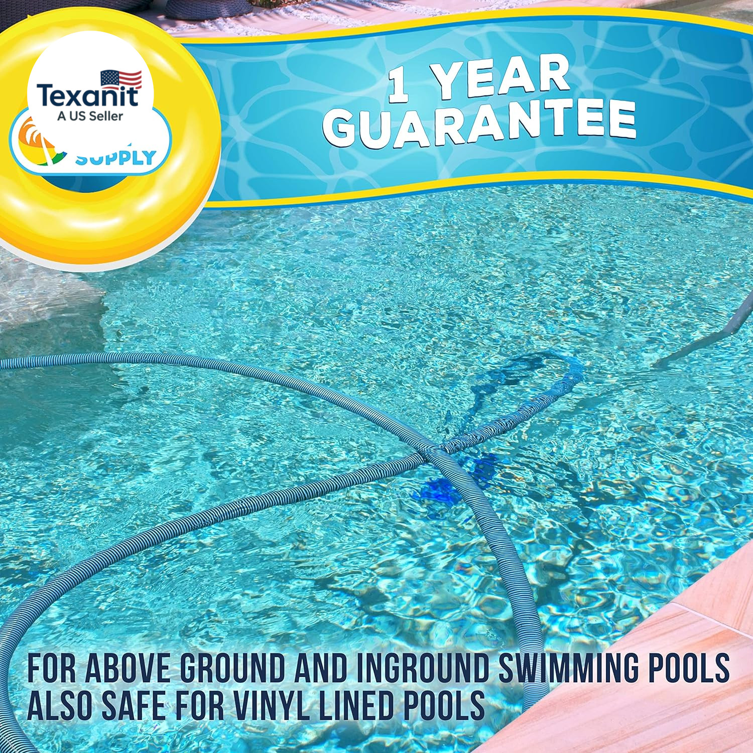 12&Prime; Deluxe Weighted Butterfly Pool Vacuum Head with Side Brushes, Swivel Hose Co