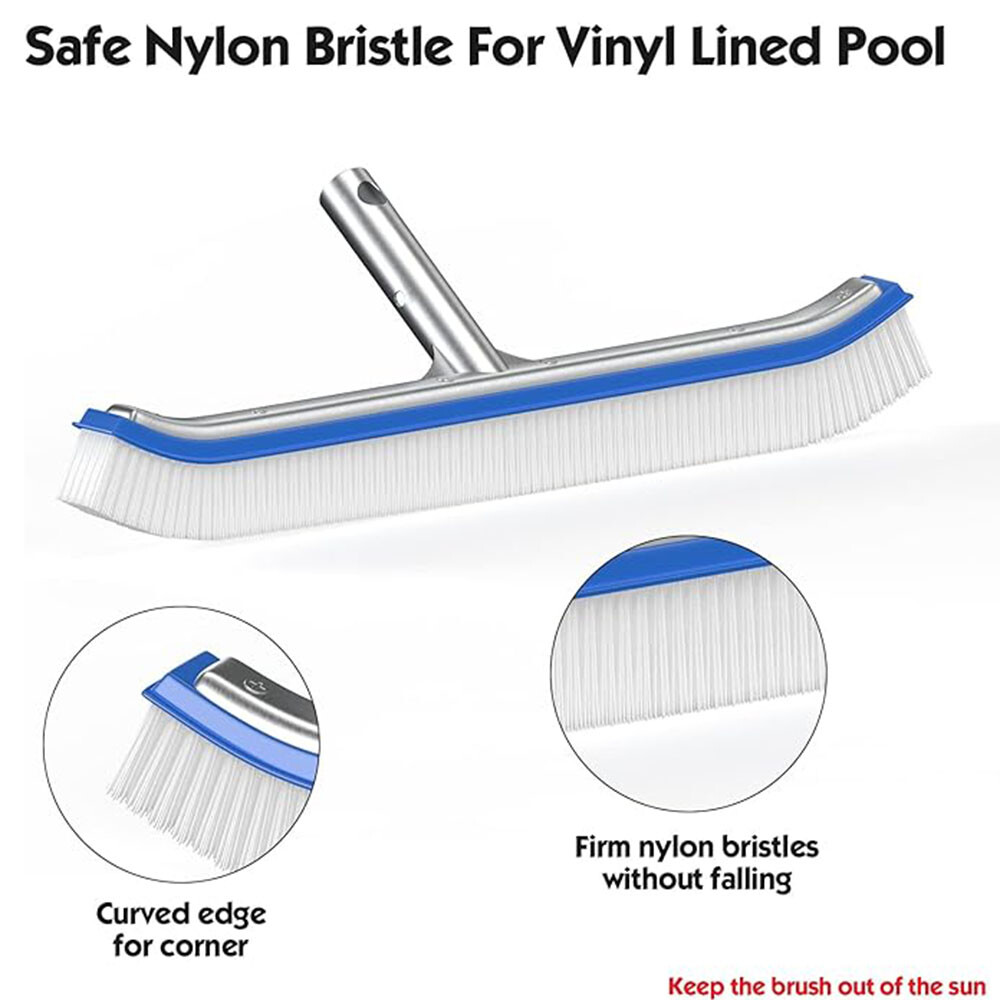 18&Prime; Multi-Surface Pool Brush – Cleans Corners, Steps, Walls – Durable & Strong