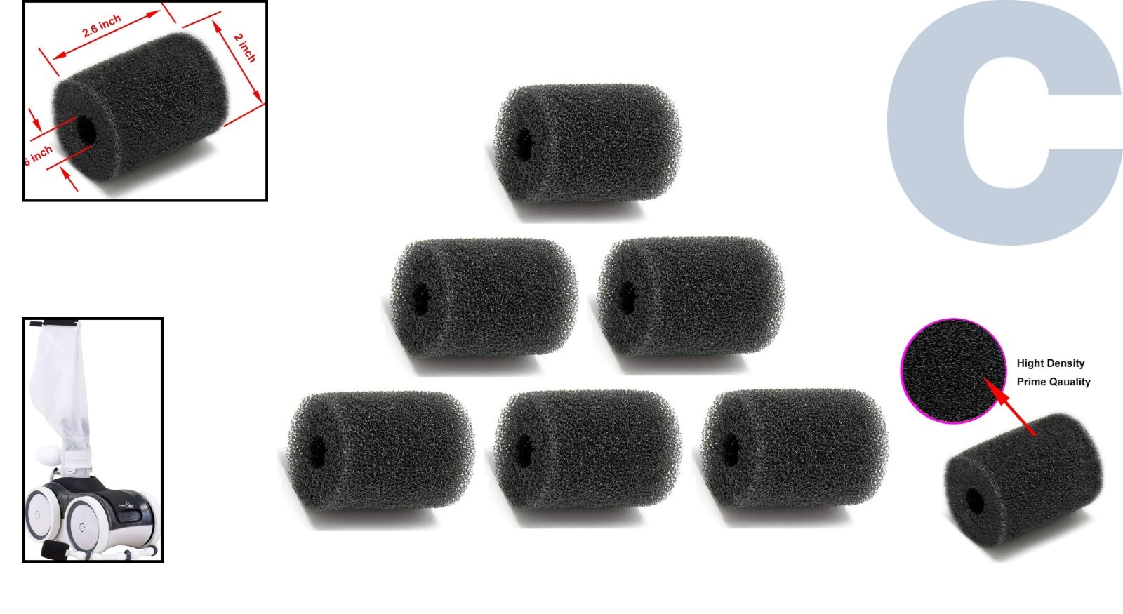 High-Density Pool Cleaner Sweep Hose Scrubber 6-Pack for Pentair & Kreepy Krauly