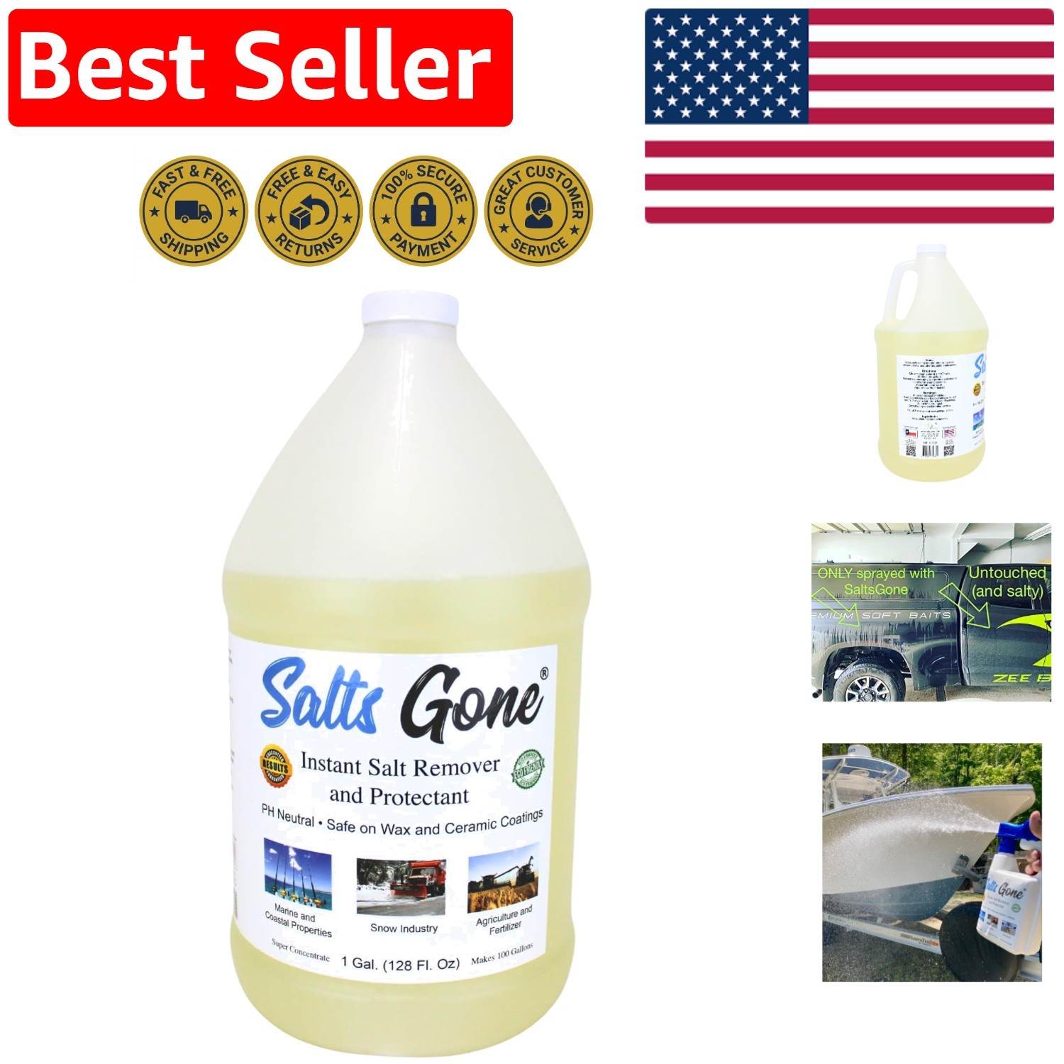 Fast-Acting 1 Gallon Salt Removal Spray – Safe on Ceramic & Wax Coatings