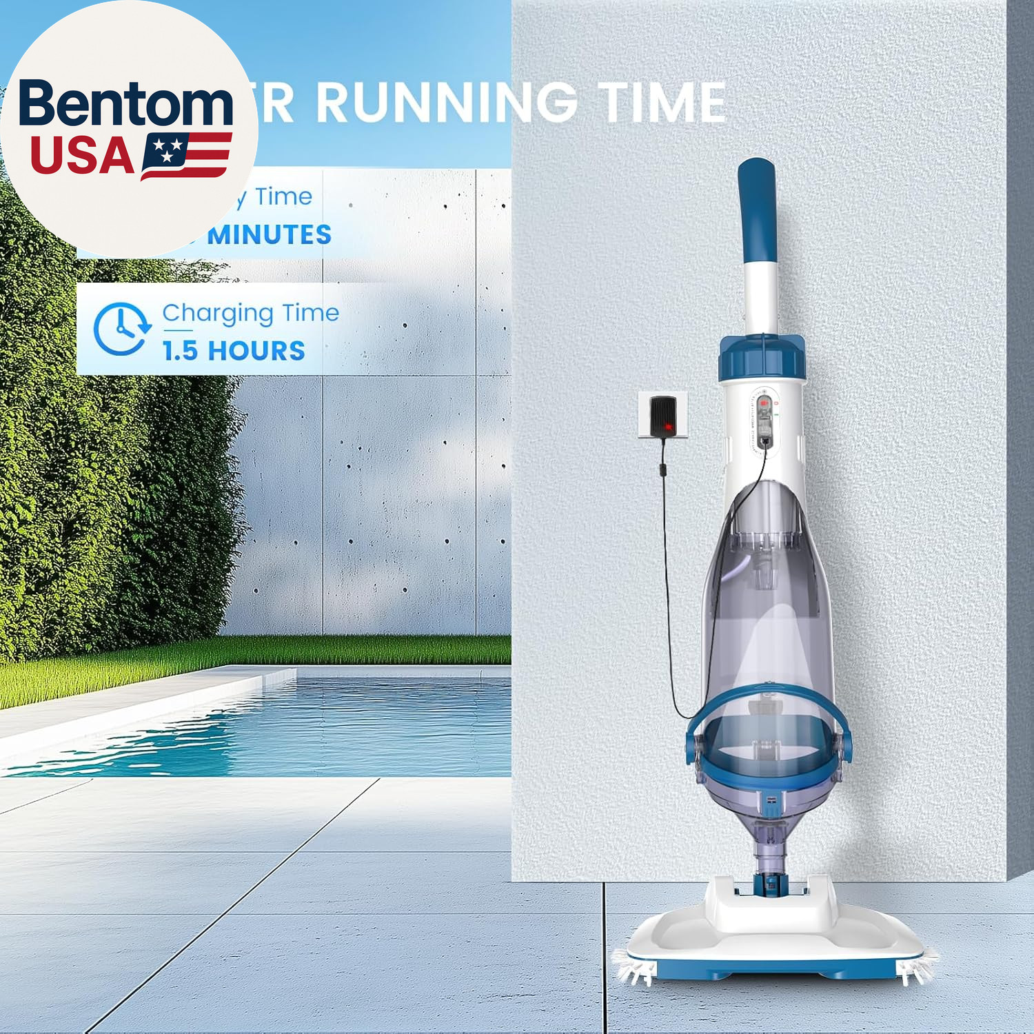 Pool Vacuum for above Ground Pool, Upgraded 13.4&Prime; Wide Head & Telescopic Pole, 1