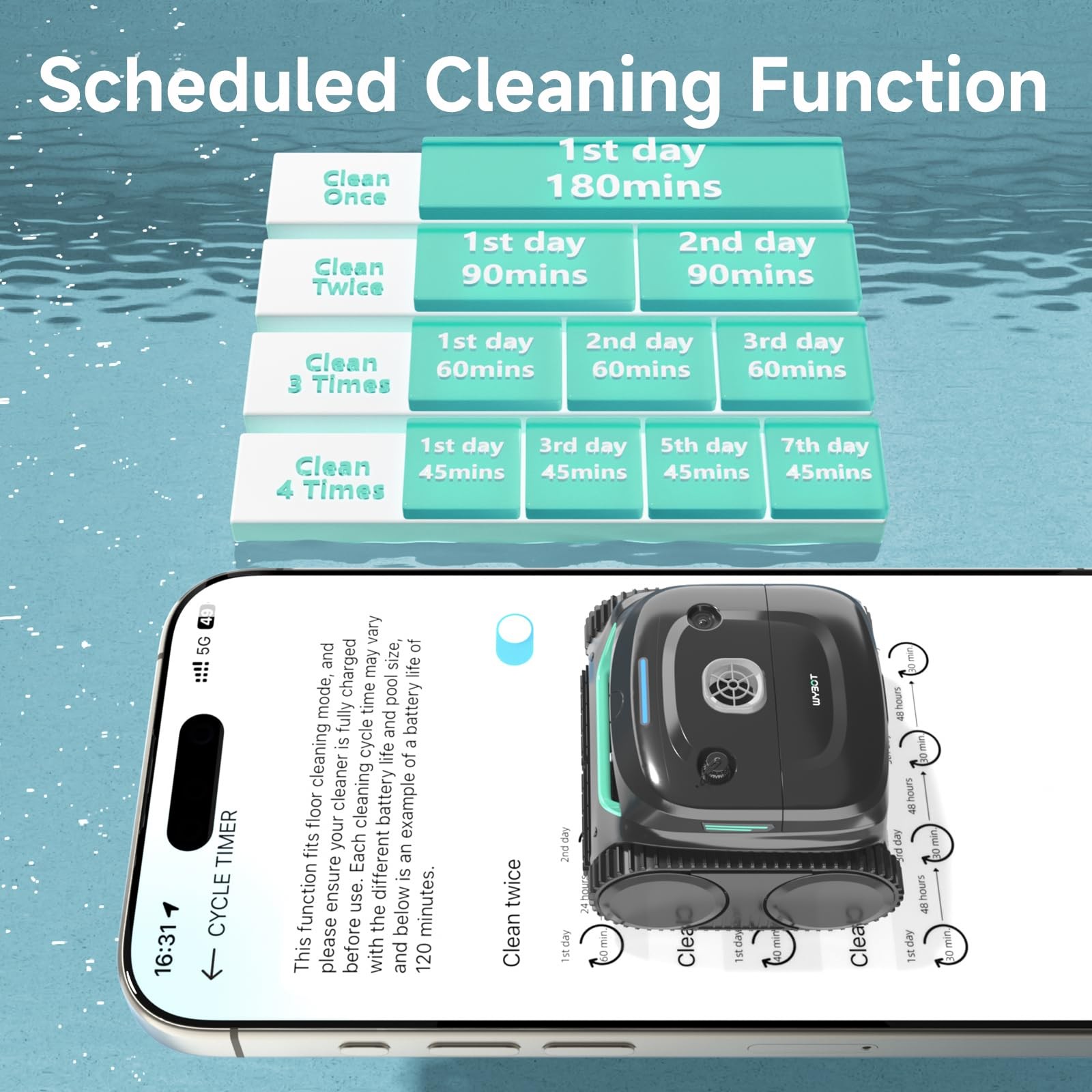 WYBOT C2 Cordless Robotic Pool Cleaner, Vacuum for Inground Glossy Black