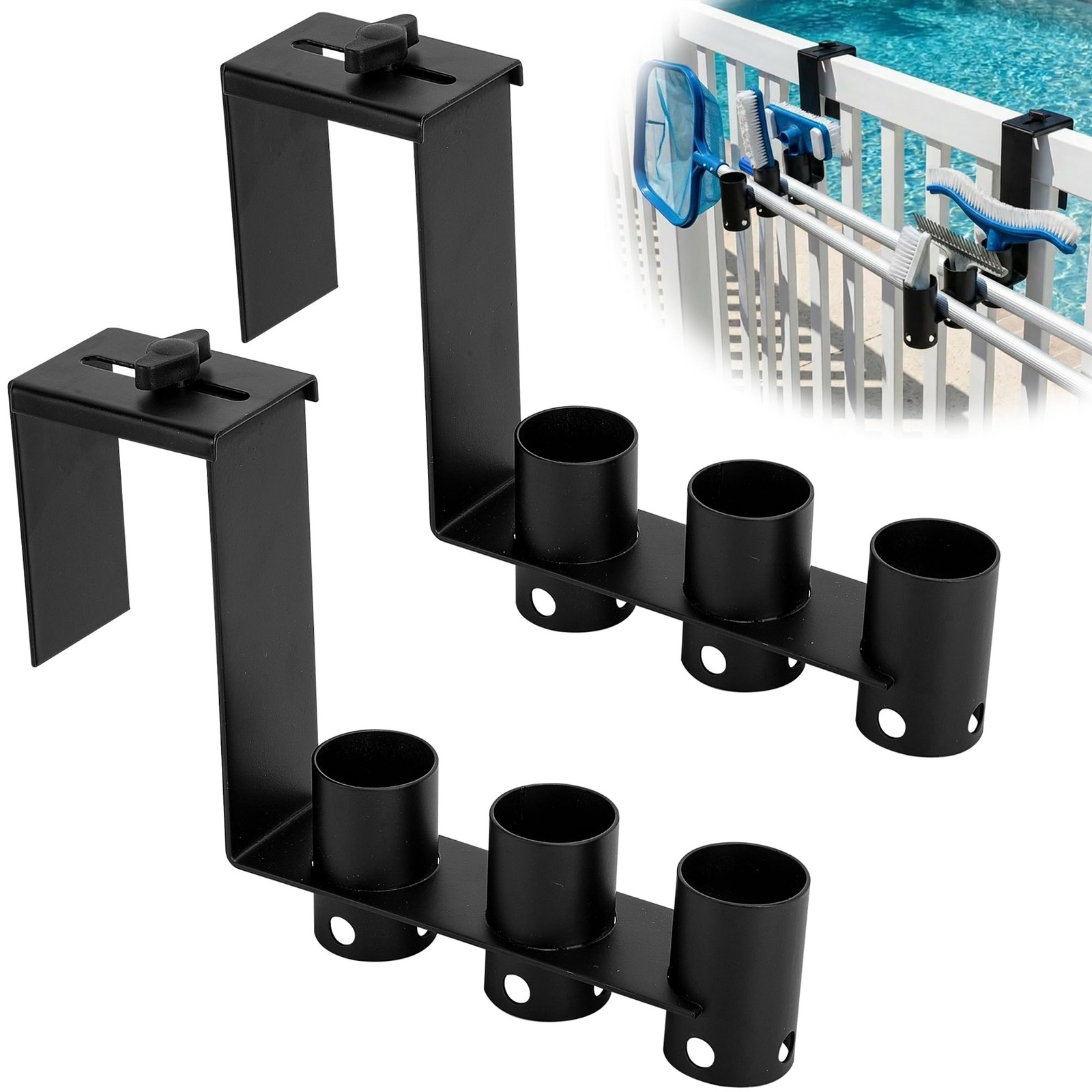 2 Pcs Adjustable Pool Fence Hooks, Metal Pool Fence Hangers Suitable for 1.4-…