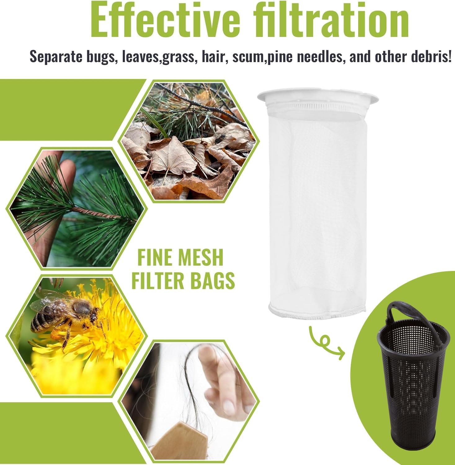 600 Micron Fine Mesh Replacement Bag for Pool Skimmer & Debris Canister