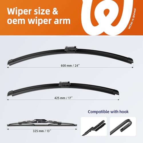24&Prime;+17&Prime; Windshield Wiper Blades with 13&Prime; Rear Wiper Replacement for GMC