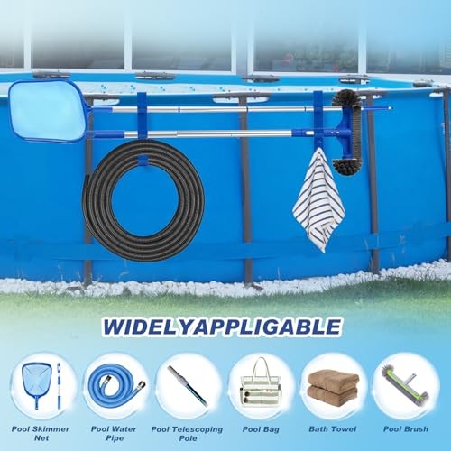Adjustable 3-Hook Pool Pole Hanger – Above Ground Accessories for Gray