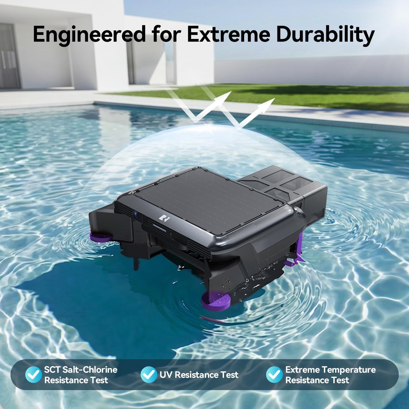 Solar-Powered Robot Pool Surface Skimmer Cleaner Salt Tol Motors 150-um Filtrate