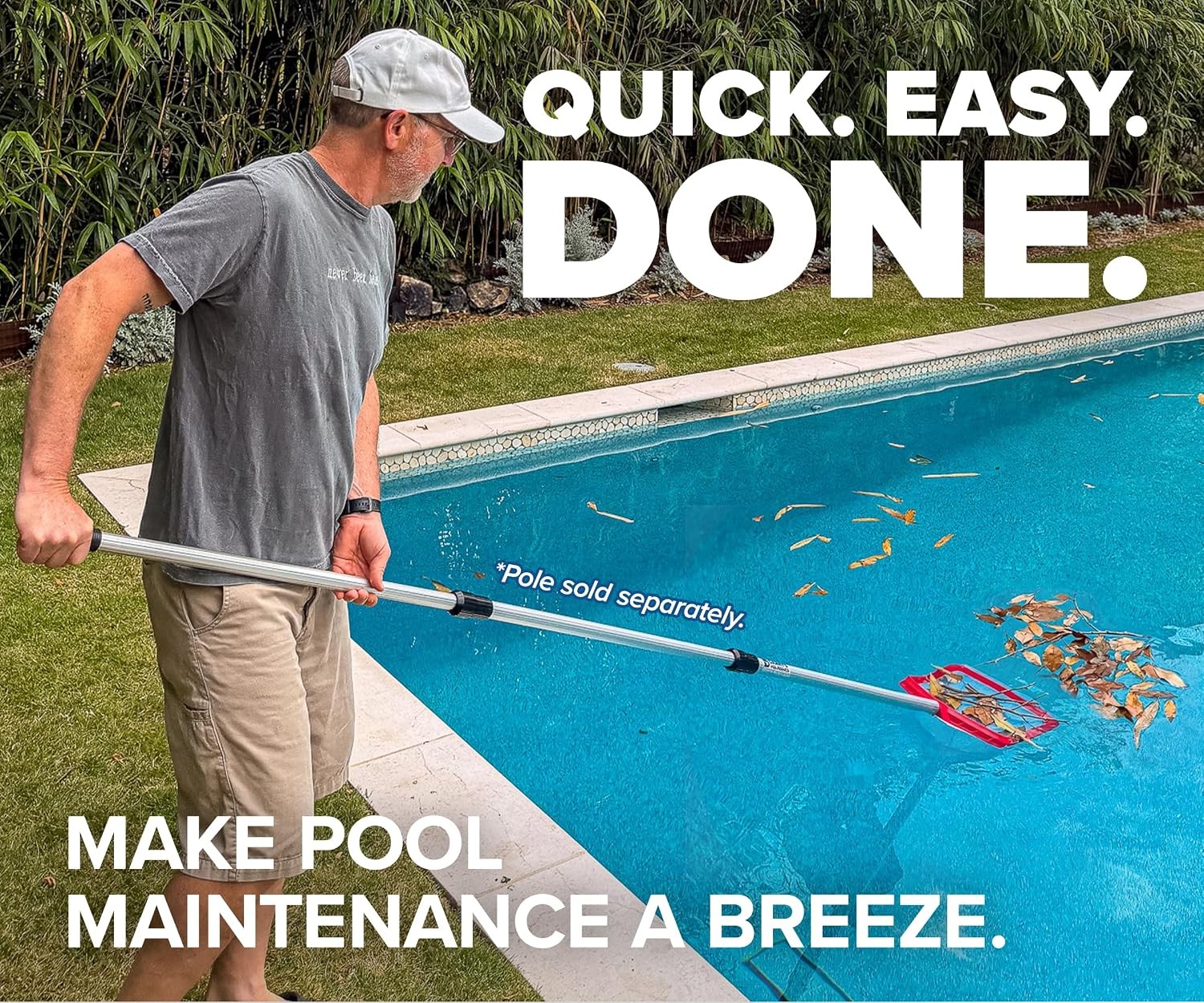 Flat Pool Skimmer Leaf Net for Inground & Above Ground Pools Cleaning // Heavy