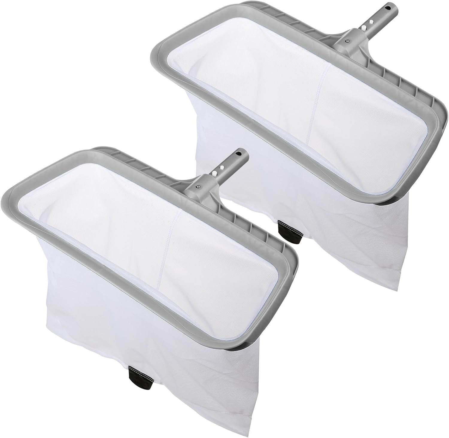 2 Pack Pool Skimmer Nets Heavy Duty Leaf Rake Fine Mesh Grey Frames
