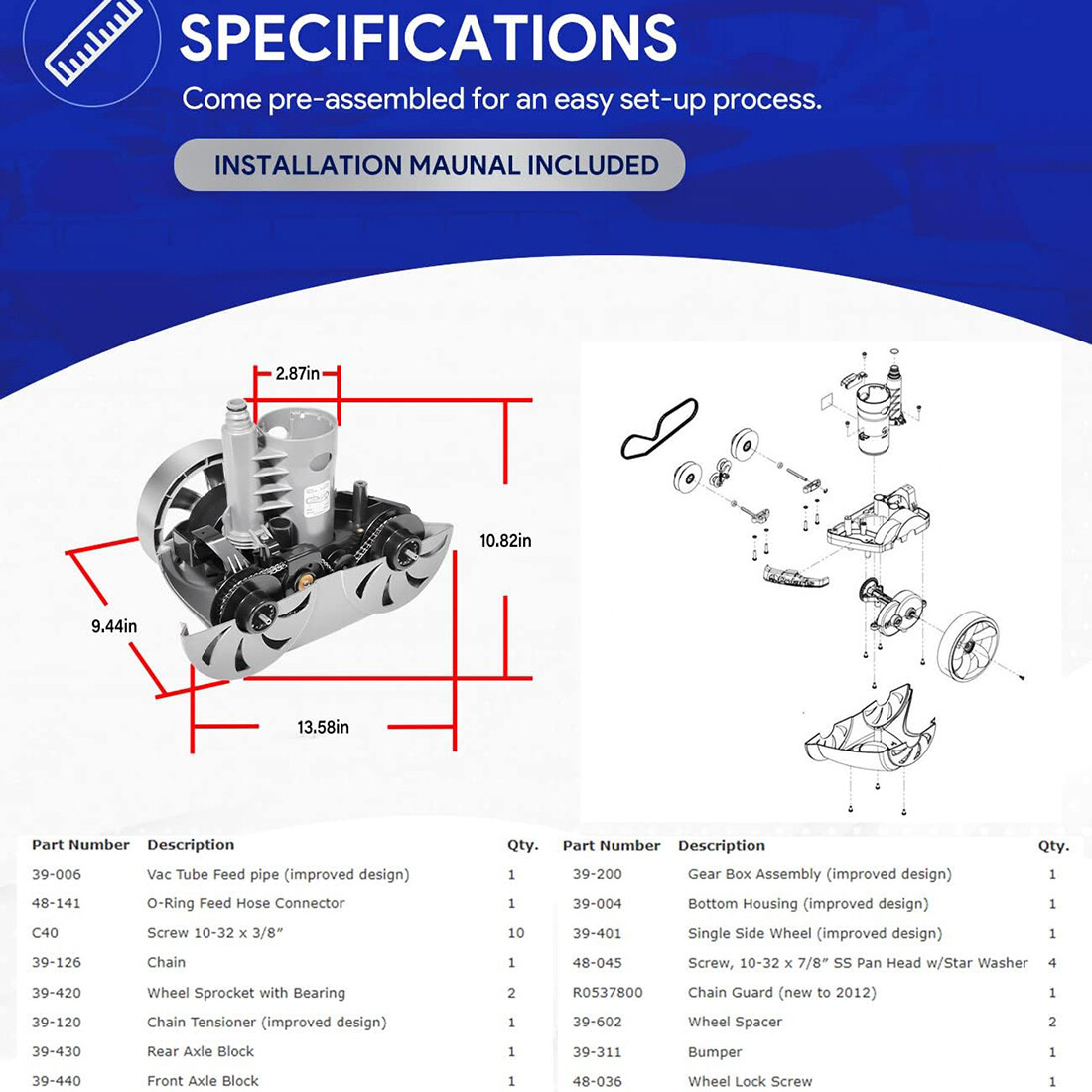 Polaris 3900 Sport F6 Cleaner Factory Tune Up Rebuild Kit R0543200