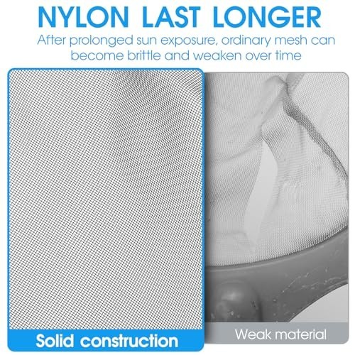 Pool Skimmer Net with Self-Repair Fine Nylon Mesh Bag, Pool Leaf Rake for above