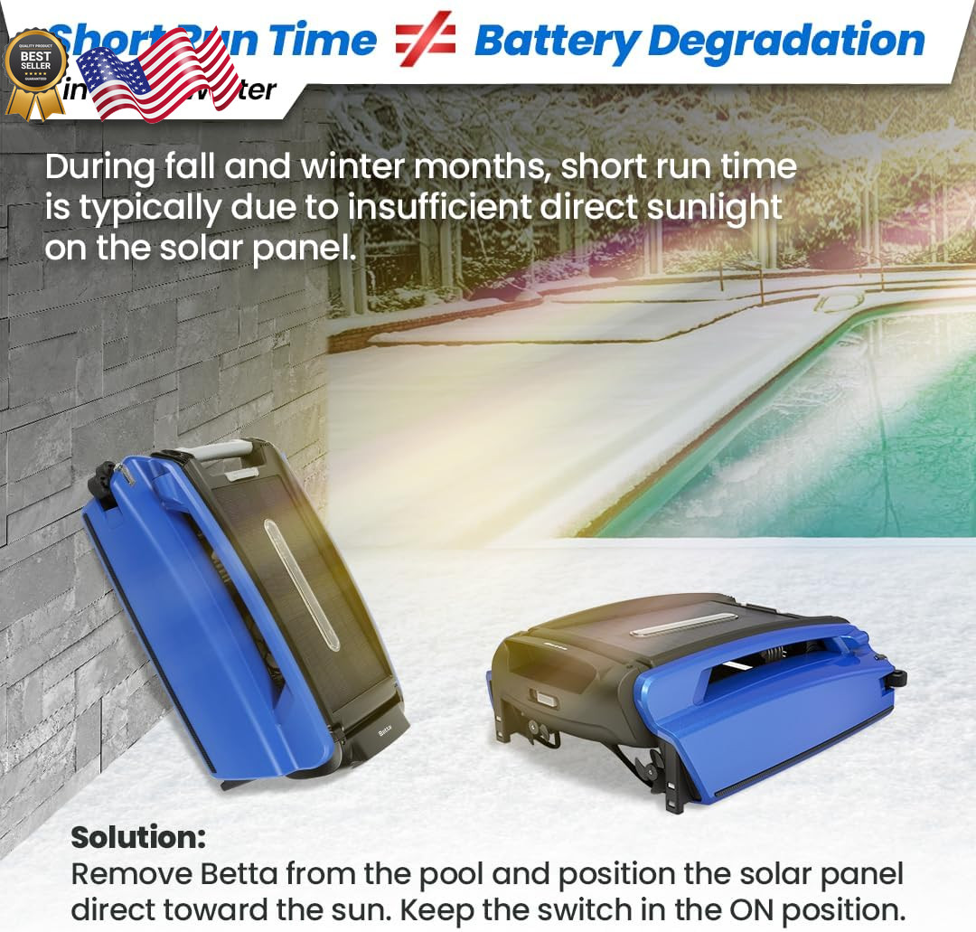 Betta SE Solar Powered Automatic Robotic Pool Skimmer Cleaner with 30-Hour