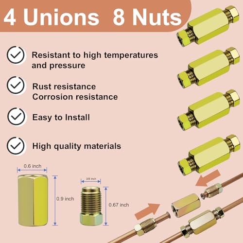 Genuine 3/16&Prime;ODx25FT Copper Nickel Brake Line Replacement Kit with 16 Nuts & 4