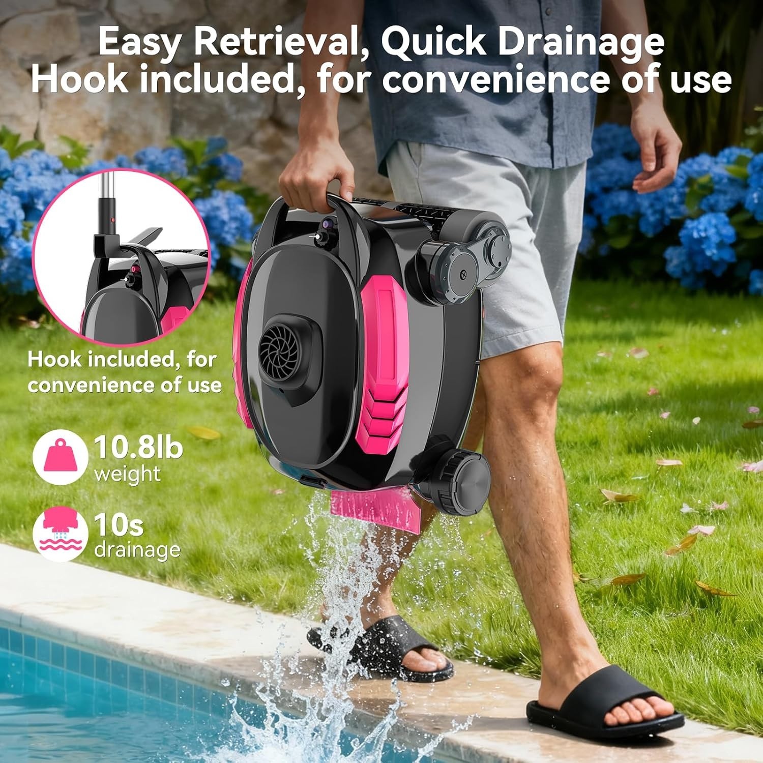 ROBOKLEEN RK-X3 Cordless Robotic Pool Cleaner Wall Climbing To 1615 Sq. Ft.