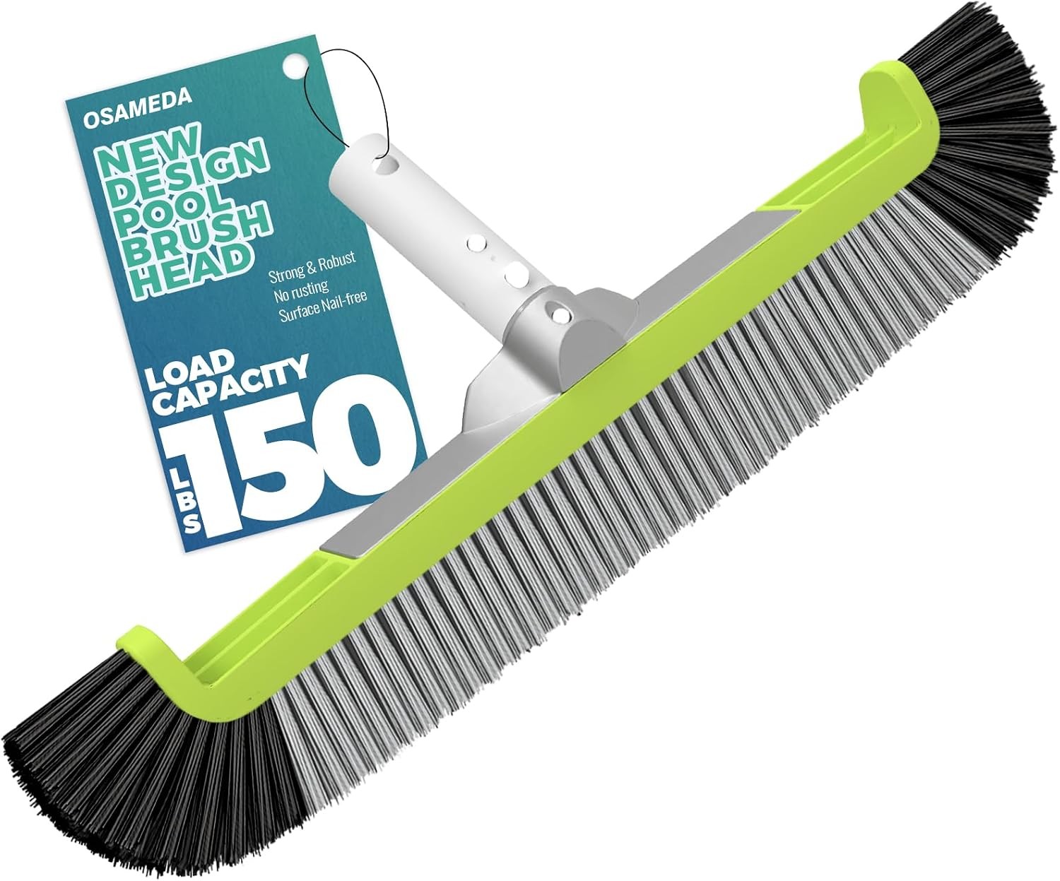 18&Prime; Pool Brush Head for Cleaning Swimming Pool Walls, Curved Ends High-Efficienc