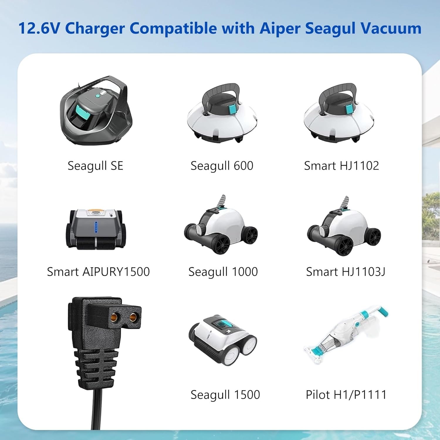 12.6V Charger for Aiper Pool Cleaner Robot, Pool Vacuum Charger for Seagull S…