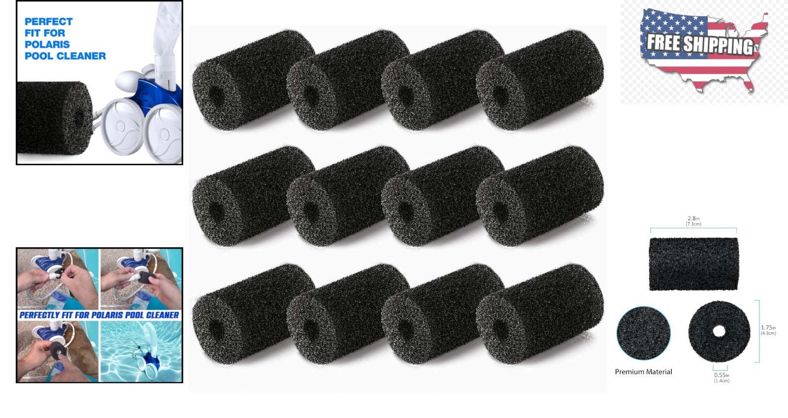Polyurethane Sweep Hose Scrubbers – 12 Pack for Polaris Pool Maintenance
