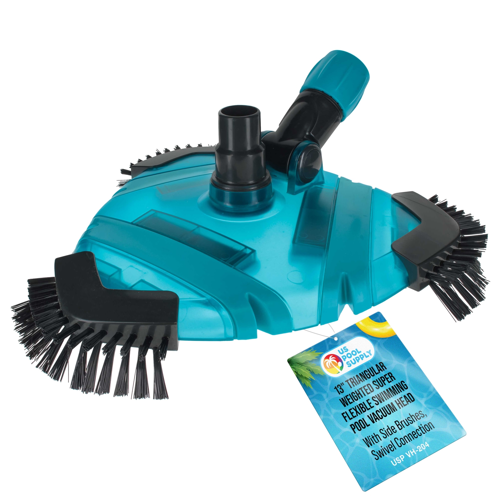 13&Prime; Triangular Weighted Super Flexible Swimming Pool Vacuum Head, Side Brushes