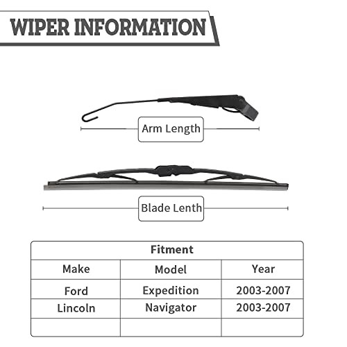 Rear Wiper Arm & Blade Kit,Exact-Fit Replacement for Ford Expedition 03-07