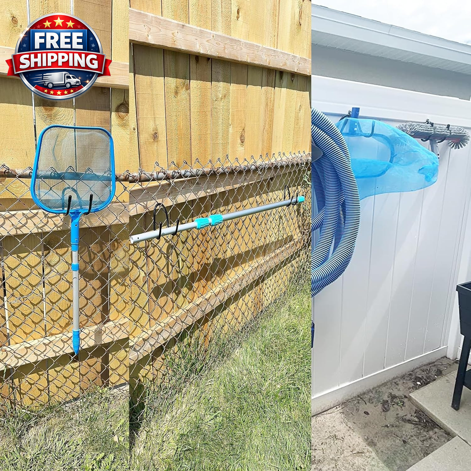 Non Rust Pool Pole Hangers – Ideal Pool Fence or Wall Mount Storage Hooks for Po