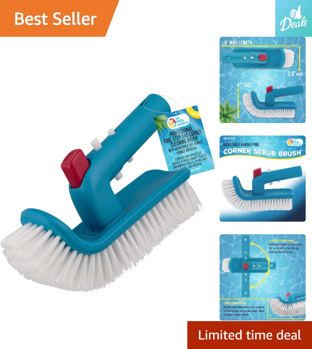 Lightweight 8×4 Pool Scrubber Brush – Perfect for Spas & Above Ground Pools