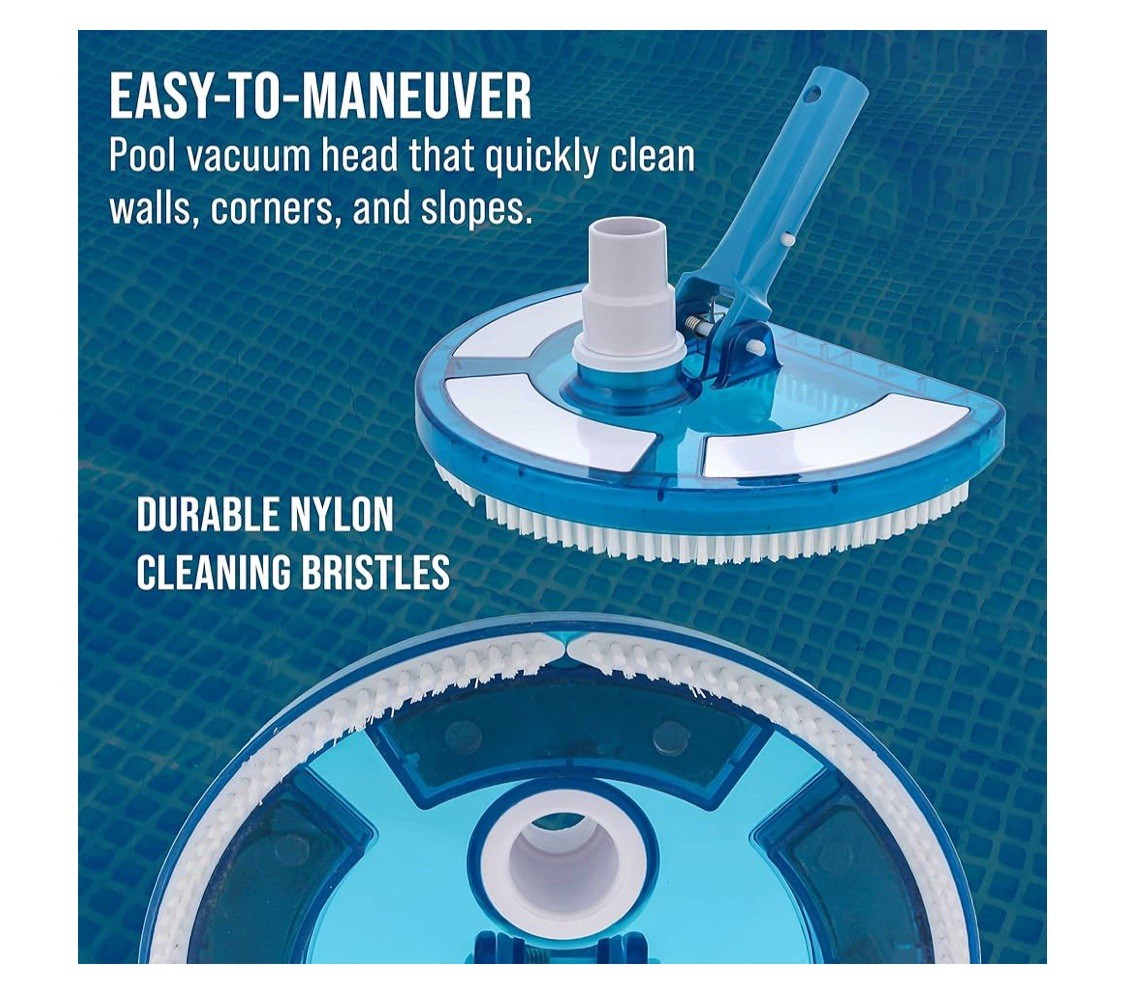 USP Pool Vacuum Brush Head Curved Half Moon Body 10×7&Prime; Swivel Connect VH-709