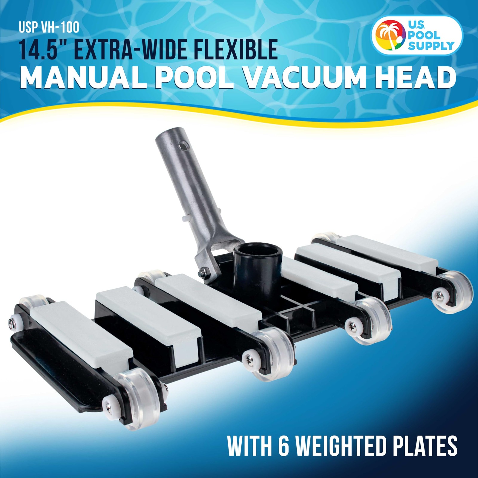 U.S. Pool Supply Manual Vacuum Head for Inground 14.5 Inch, Black/Blue