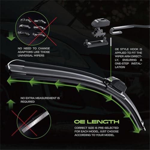 3pcs Front+Rear Direct Fit Windshield Wiper Blades Compatible With 10-17 Chevy