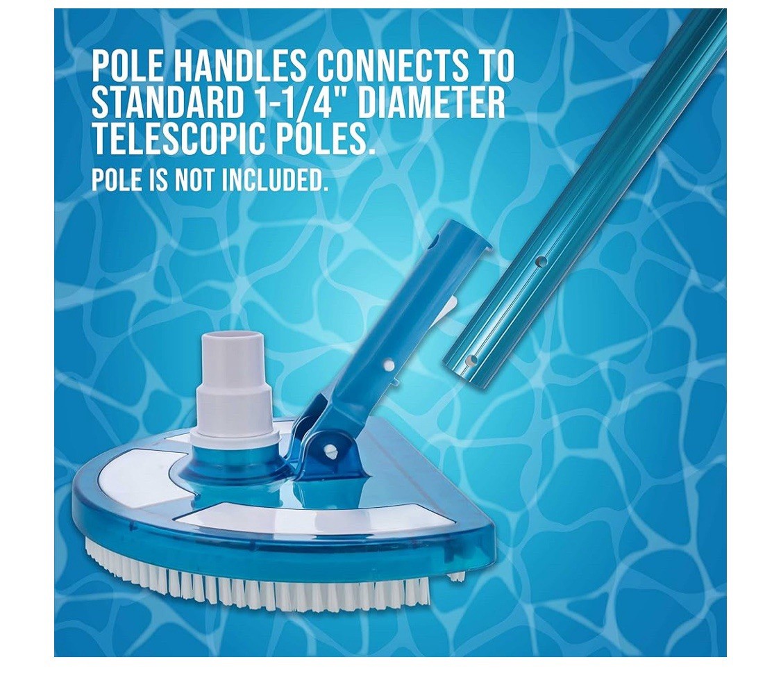 USP Pool Vacuum Brush Head Curved Half Moon Body 10×7&Prime; Swivel Connect VH-709