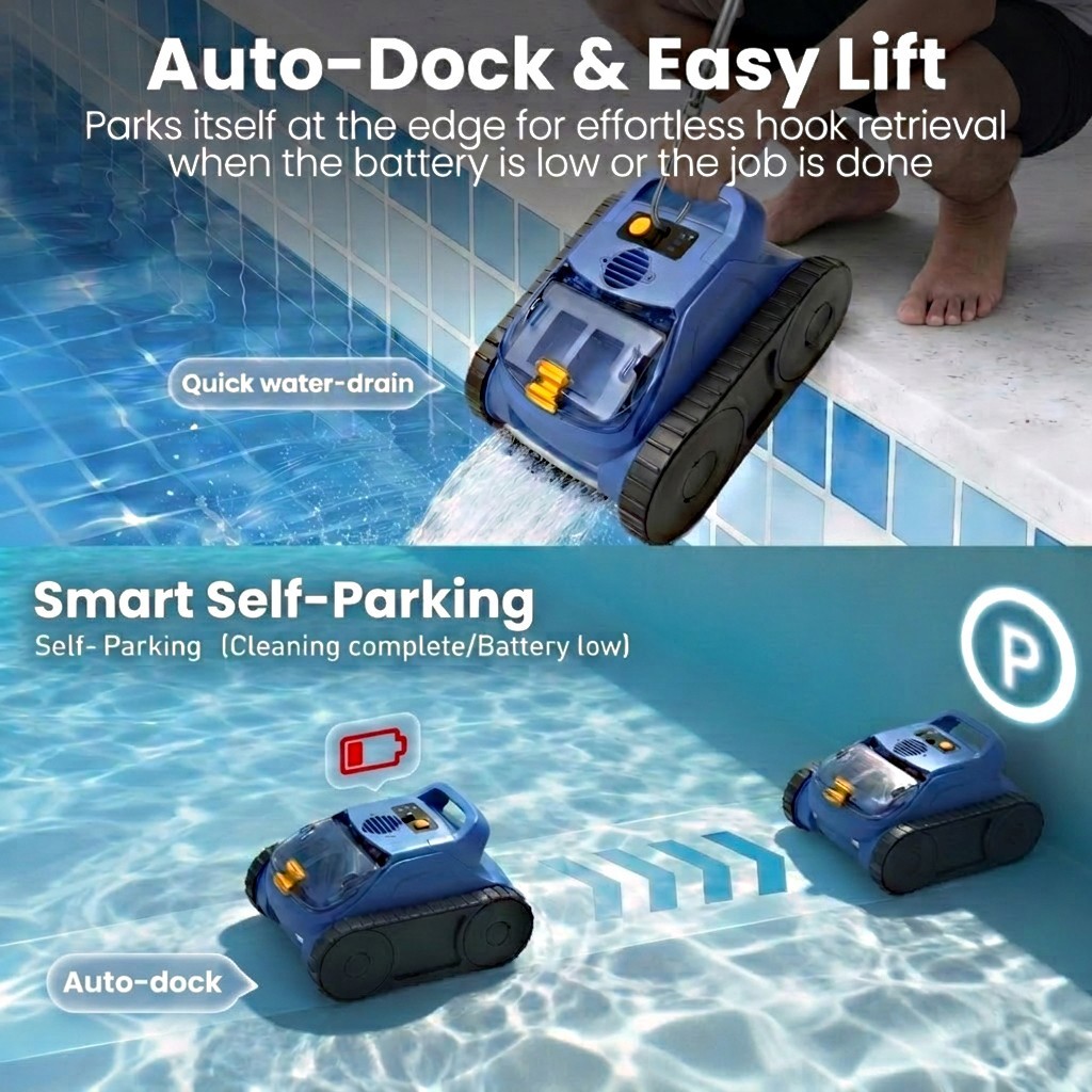 SAT 20 PRO Cordless Robotic Pool Vacuum Wall-Waterline Pool Cleaner Sonar Navig