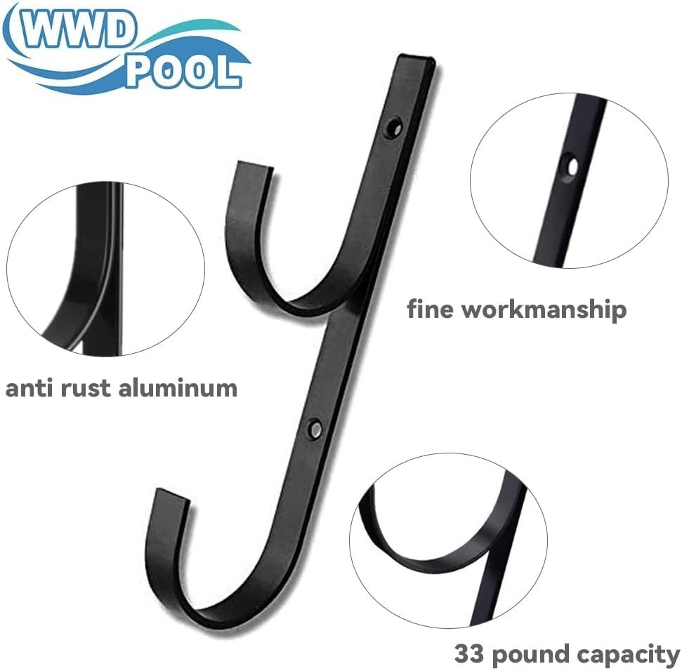 Rust Resistant Aluminum Hanger Set for Garden Tools and Pool Equipment Storage